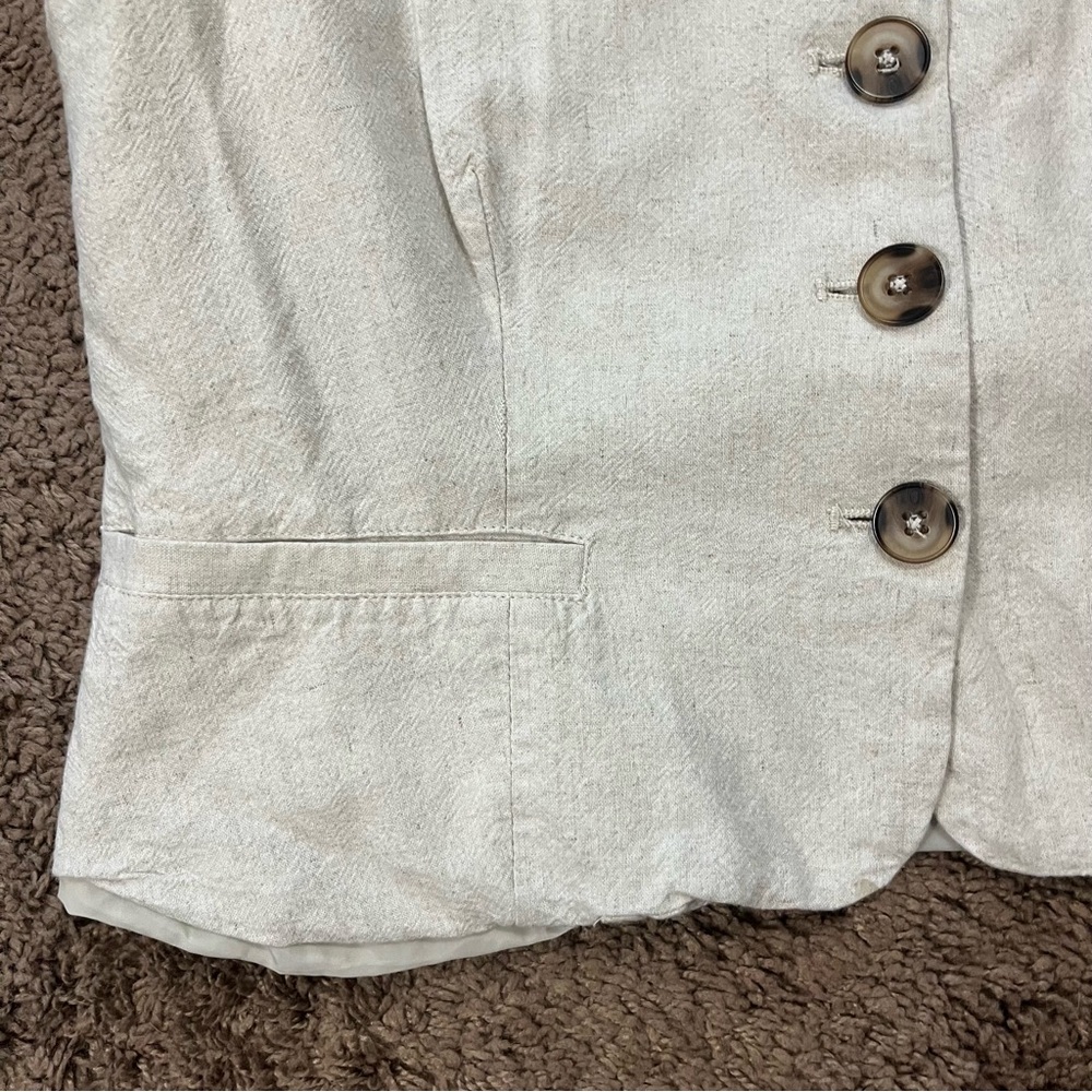Emerson Lang Vest Button Up Natural Linen Look Boho Renaissance Faire Peasant - Picture 3 of 6